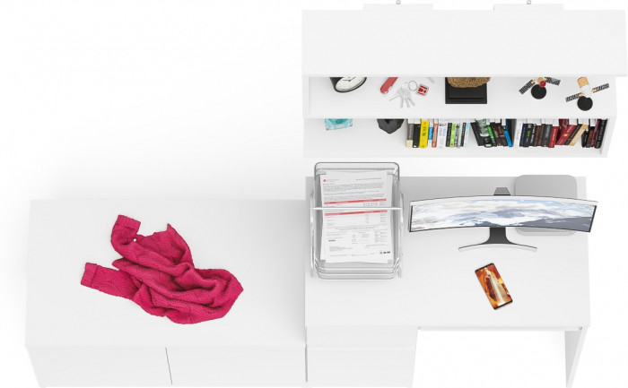 Мори компьютерный стол МС-1 левый + Тумба МА900.1 + Полка 900, белый