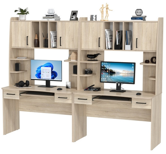 Два стола рабочих 6-0604дубсон Бета, цвет дуб сонома, ШхГхВ 240х60,5х183,5 см.