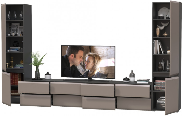 Сидней Комплектация № 128, корпус: антрацит/фасады: МДФ веллюто капучино