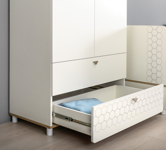 Эйп 13.334 Шкаф для одежды + 13.322 Комод, белый/дуб белый