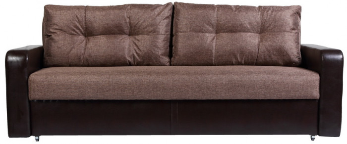 Диван-кровать Дублин 150х195, еврокнижка, рогожка/экокожа, коричневый
