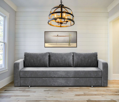 Диван-кровать Вектор, еврокнижка, велюр, 140х190, серый