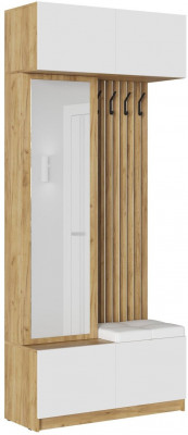 Прихожая Бостон МДФ (Белый глянец, Дуб Крафт Золотой)