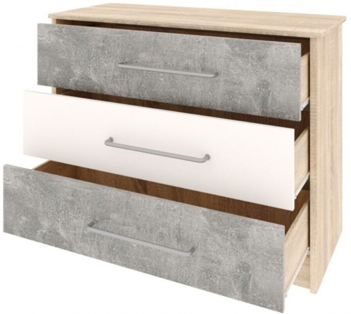 Колибри-лофт Комод дуб сонома/ателье светлое+акрил белый