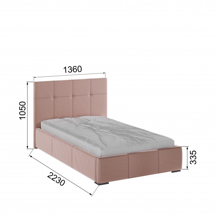 Рио Кровать интерьерная 120 пыльная роза квадрат, ПМ