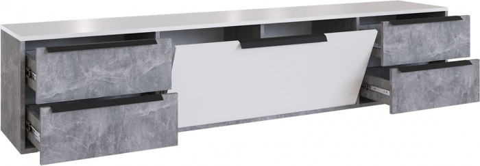 Малави Модульная Гостиная, композиция 1, Ателье светлое/Белый глянец