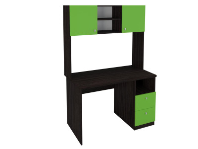 Стол письменный с надстройкой Венге/Салатовый