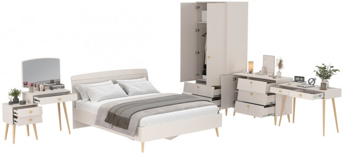 Афина Спальня 09-1600, цвет кашемир серый, сп.м. 1600х2000 мм., б/м, основание есть - фанера