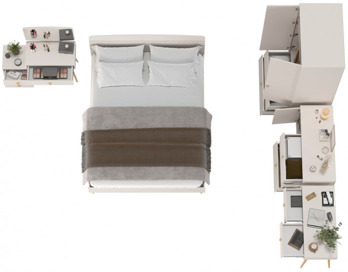 Афина Спальня 09-1600, цвет кашемир серый, сп.м. 1600х2000 мм., б/м, основание есть - фанера