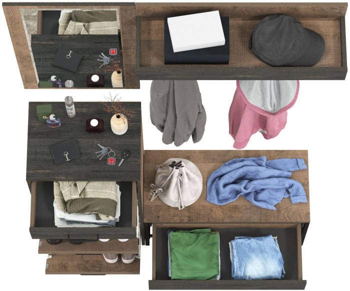 Трувор Прихожая 187, цвет дуб гранж песочный/интра, ШхГхВ 130х37х195 см., универсальная сборка