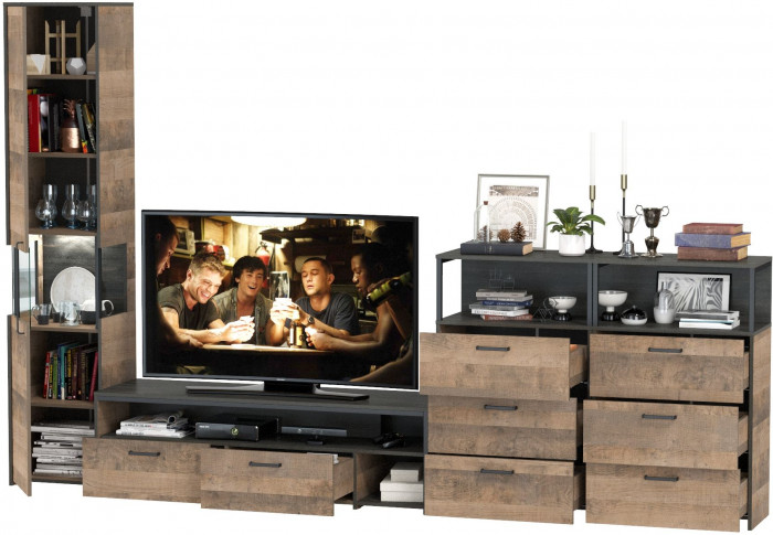 Трувор Гостиная 102, дуб гранж песочный/интра