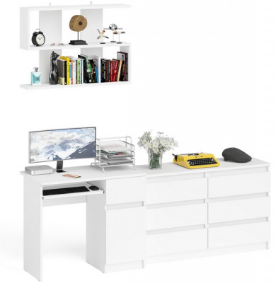 Мори компьютерный стол МС-1 правый + Комод МК1200.6 + Полка 900, белый