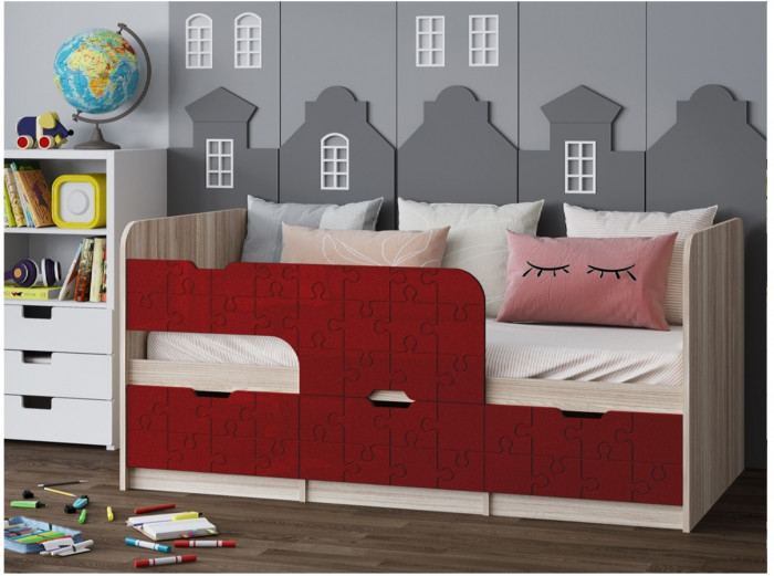 Детская кровать Юниор-9, 80х160 (Цитрус глянец, Ясень шимо светлый)