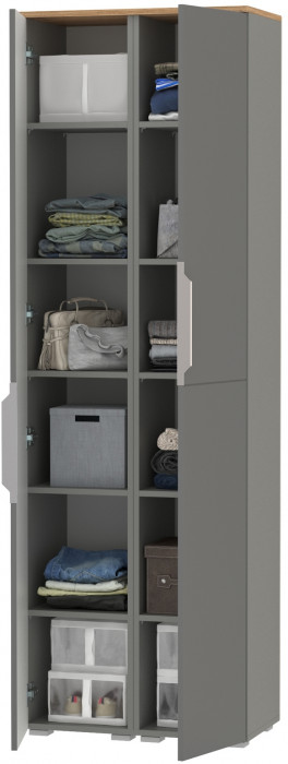 Октава 13.228 Шкаф-пенал + 13.228 Шкаф-пенал, серый графит/дуб крафт золотой/фасады МДФ серый графит