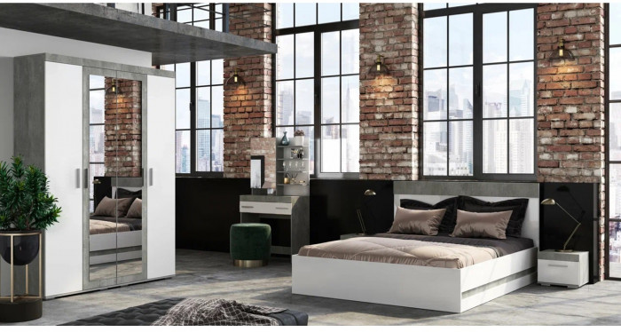 Шкаф для одежды и белья Инстайл ШК-30, бетон/белый