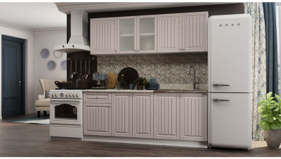 Кухня МДФ Хозяюшка 2000 (Мускат, Белый)