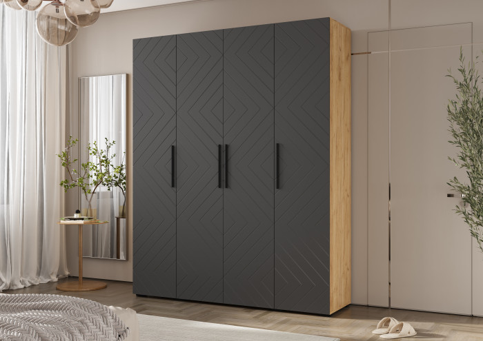 Флэш Шкаф 4-х ств. 1800 браш графит/дуб крафт