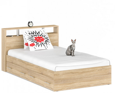 Камелия Кровать с ящиками 1200, дуб сонома