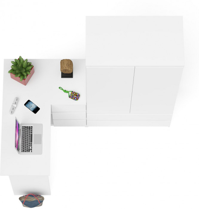 Мори компьютерный стол МС-16 правый + Шкаф МШ900.1, белый