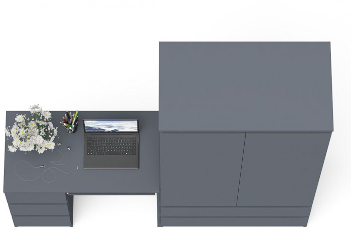 Мори компьютерный стол МС-6 левый + Шкаф МШ900.1, графит