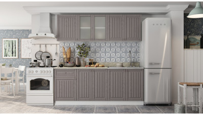 Кухня МДФ Хозяюшка 2000 (Трюфель, Белый)