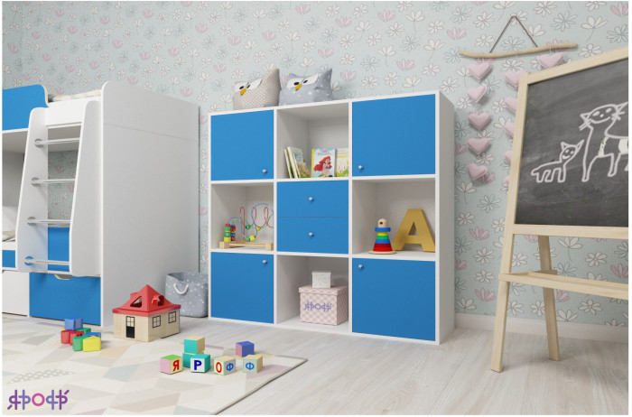 Стеллаж Джери (Белое дерево/Ирис)