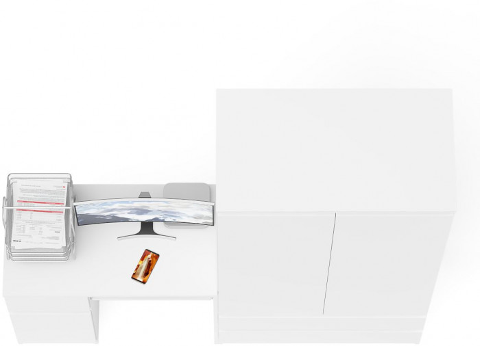 Мори Стол компьютерный МС-1 левый + Шкаф МШ900.1, цвет белый, ШхГхВ 180,4х50,4х179,6 см., выдвижной ящик слева, НЕ универсальная сборка