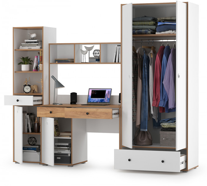 Вуди Компоновка № 24, белый премиум/дуб крафт золотой