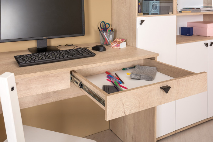 КР100 Бостон № 18, цвет дуб эндгрейн элегантный/фасады МДФ милк рикамо софт, 12.69+10.51+13.156+12.69+10.51, ШхГхВ 307,2х57,2х194,4 см.