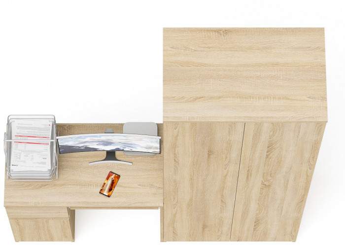 Мори Стол компьютерный МС-1 левый + Шкаф МШ800.1, цвет дуб сонома, ШхГхВ 170,4х50,4х209,6 см., выдвижной ящик слева, НЕ универсальная сборка