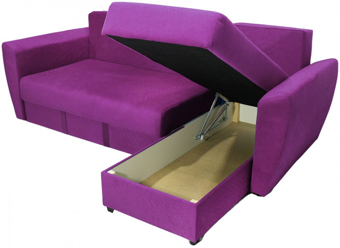 Диван-кровать угловой Амстердам Люкс, 160х200, еврокнижка, велюр, фиолетовый
