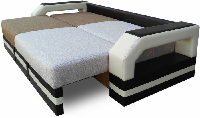 Диван-еврокнижка Манчестер 160х200, с подсветкой, велюр/экокожа комби