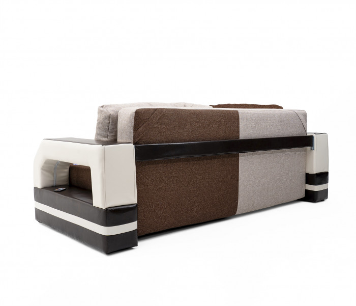 Диван-еврокнижка Манчестер 160х200, с подсветкой, велюр/экокожа комби