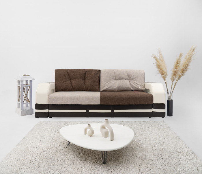 Диван-еврокнижка Манчестер 160х200, с подсветкой, велюр/экокожа комби