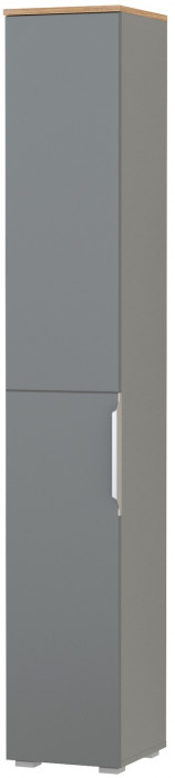Октава 13.228 Шкаф-пенал, серый графит/дуб крафт золотой/фасады МДФ серый графит