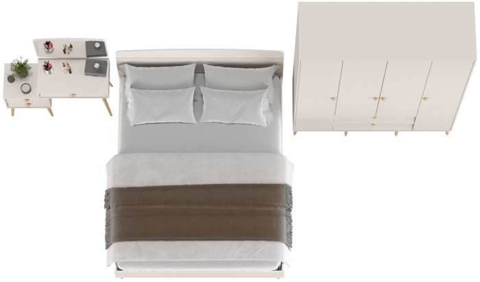 Афина Спальня 10-1600, цвет кашемир серый, сп.м. 1600х2000 мм., б/м, основание есть - фанера