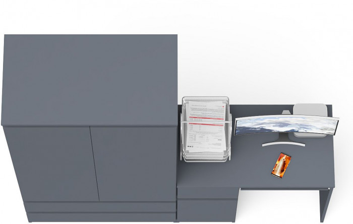 Мори Стол компьютерный МС-1 левый + Шкаф МШ900.1, цвет графит, ШхГхВ 180,4х50,4х179,6 см., выдвижной ящик слева, НЕ универсальная сборка