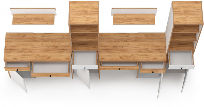 Вуди Компоновка № 15, цвет белый премиум/дуб крафт золотой, ШхГхВ 310х52,7х180,3 см., универсальная сборка