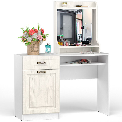 Ливерпуль Стол туалетный 12.46 + Полка 10.118, цвет ясень ваниль/белый, ШхГхВ 119,8х41,3х152,3 см., НЕ универсальная сборка