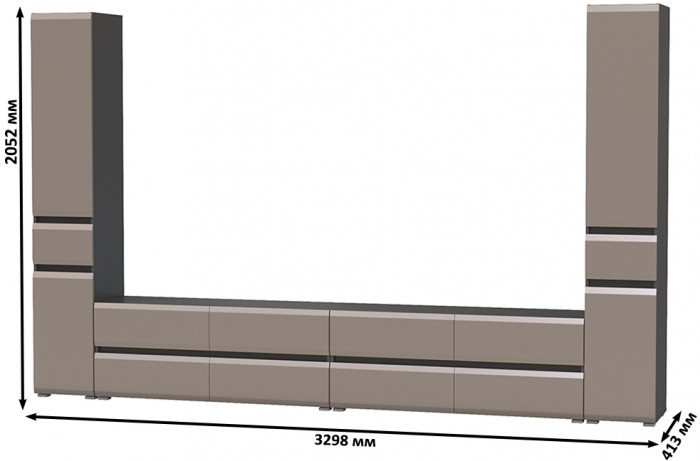 Сидней Комплектация № 133, корпус: антрацит/фасады: МДФ веллюто капучино