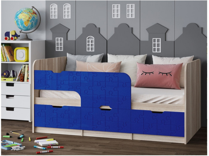 Детская кровать Юниор-9, 80х160 (Ваниль глянец, Ясень шимо светлый)