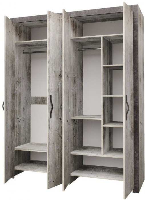 Шкаф четырехдверный "Эстель" - Сосна шале/Бетон спаркс