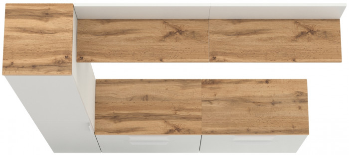 Октава Прихожая 34, цвет белый шагрень/дуб крафт золотой/фасады МДФ белый шагрень, ШхГхВ 162х35,4х197,6 см., универсальная сборка