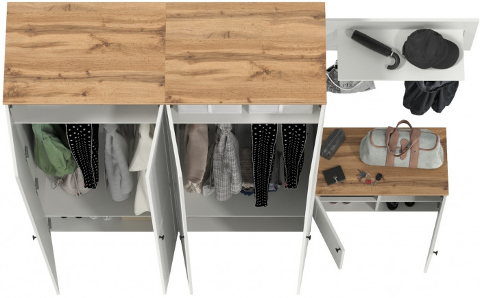 Остин Прихожая 31, белый шагрень/дуб крафт золотой