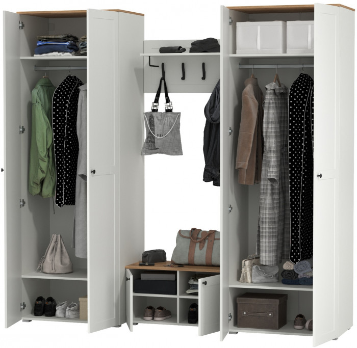 Остин Прихожая 31, белый шагрень/дуб крафт золотой