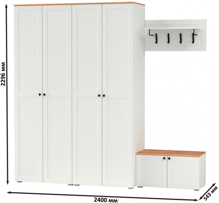 Остин Прихожая 31, белый шагрень/дуб крафт золотой