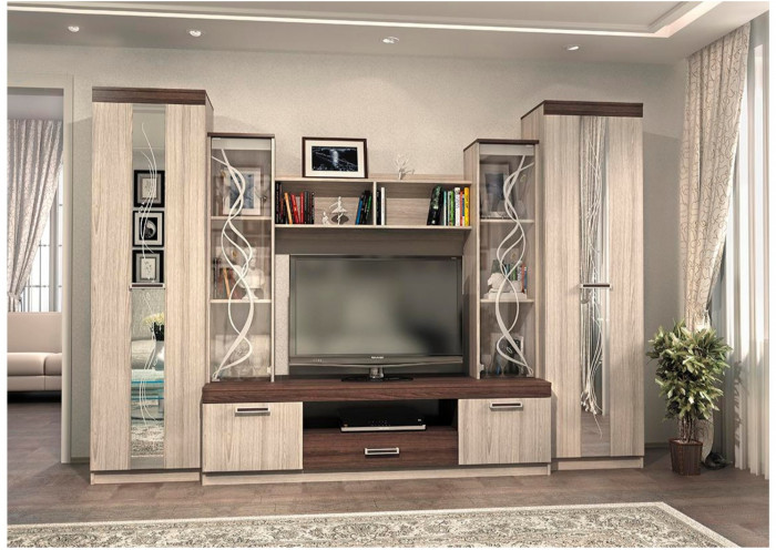 Гостиная Атлантида 2Б (Дуб Крафт белый)