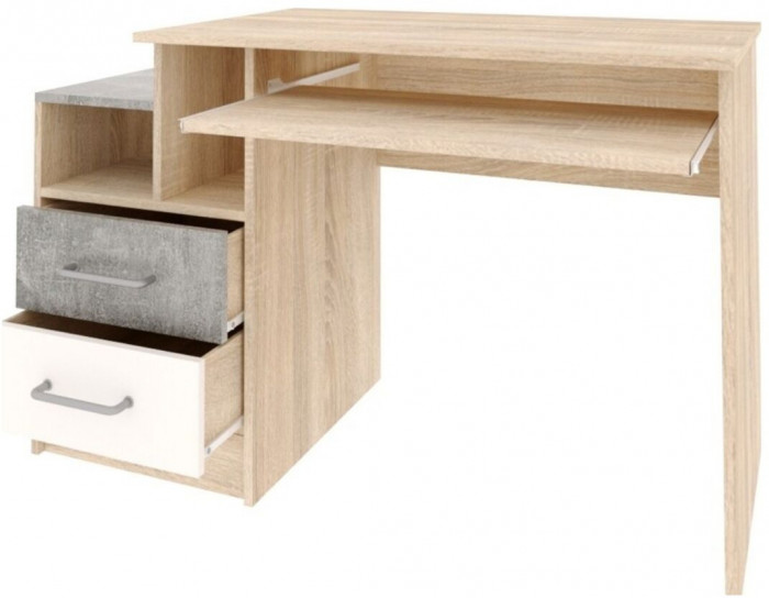 Колибри-лофт Стол письменный дуб сонома/ателье светлое+акрил белый