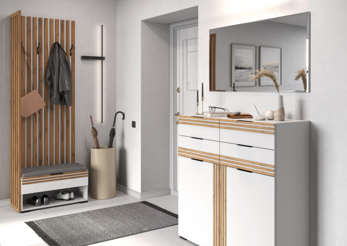 Прихожая Нао, набор №5, Дуб вотан/Белый, Вотан, Simple 27