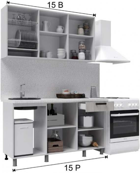 Кухонный гарнитур Осло 1,5м Сакура/Карбон вулкан